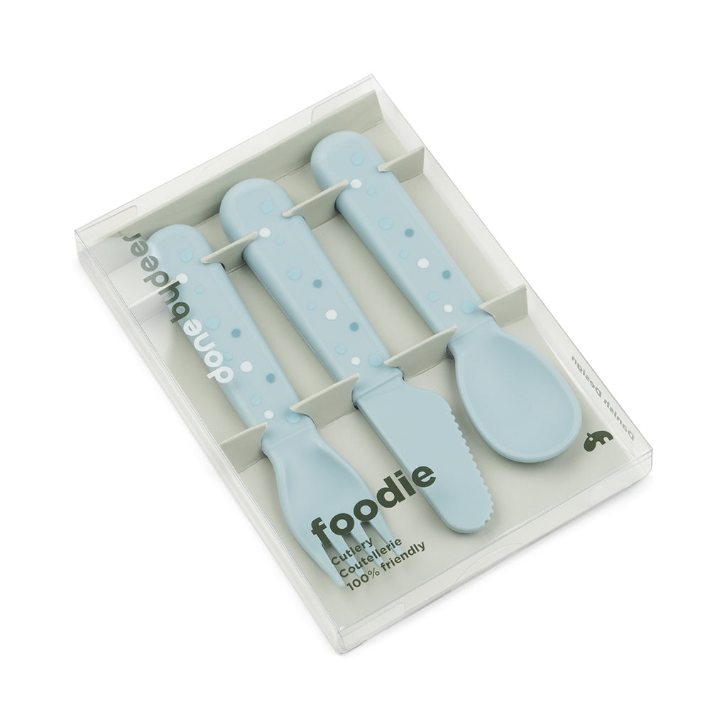 Done By Deer- Foodie Cutlery Set Happy Dots Blue- Baby at the bank