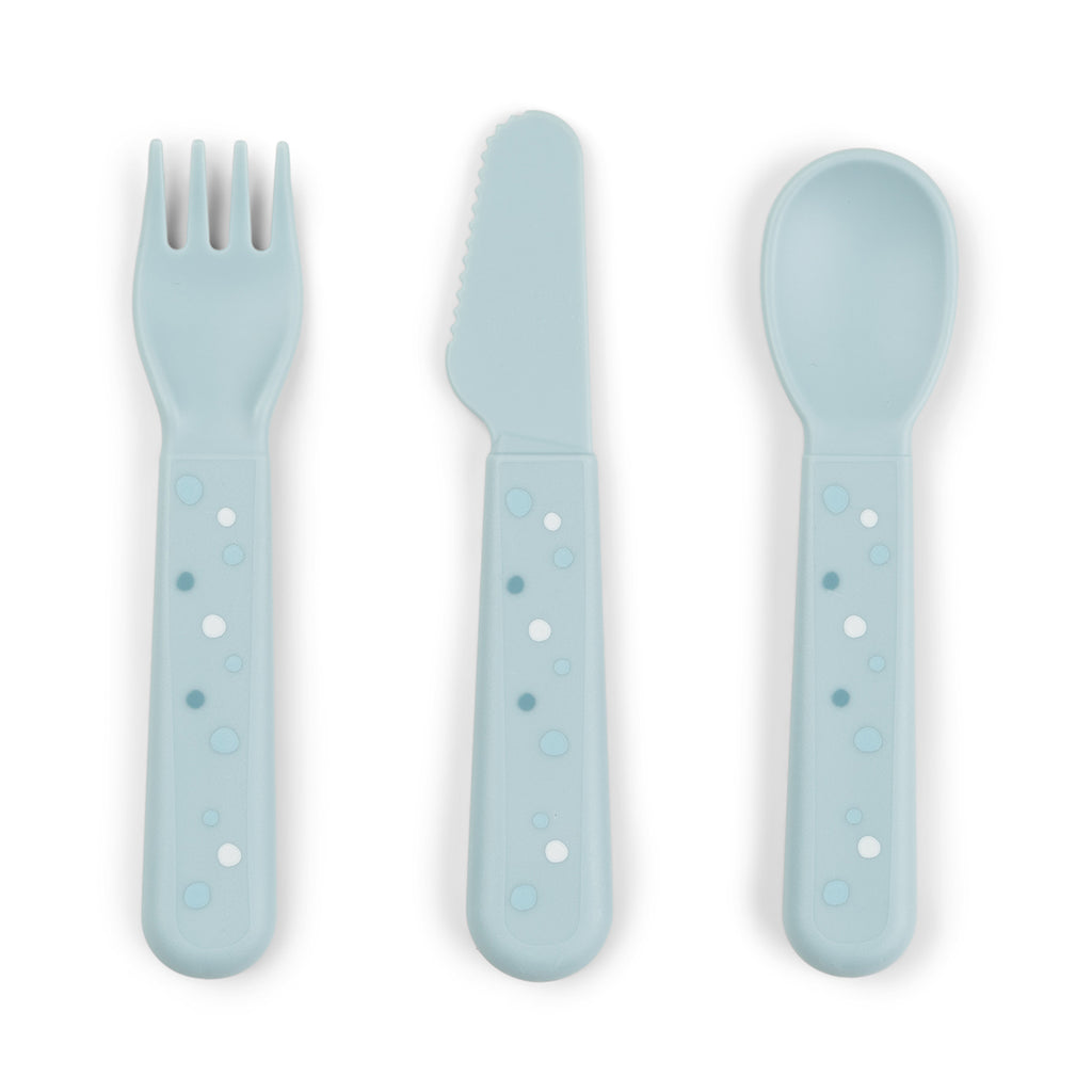 Done By Deer- Foodie Cutlery Set Happy Dots Blue- Baby at the bank