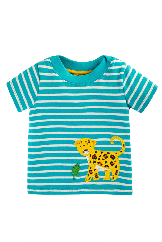 Frugi- Easy On T-shirt Tropical Seaside Breton/Jaguar- Baby at the bank