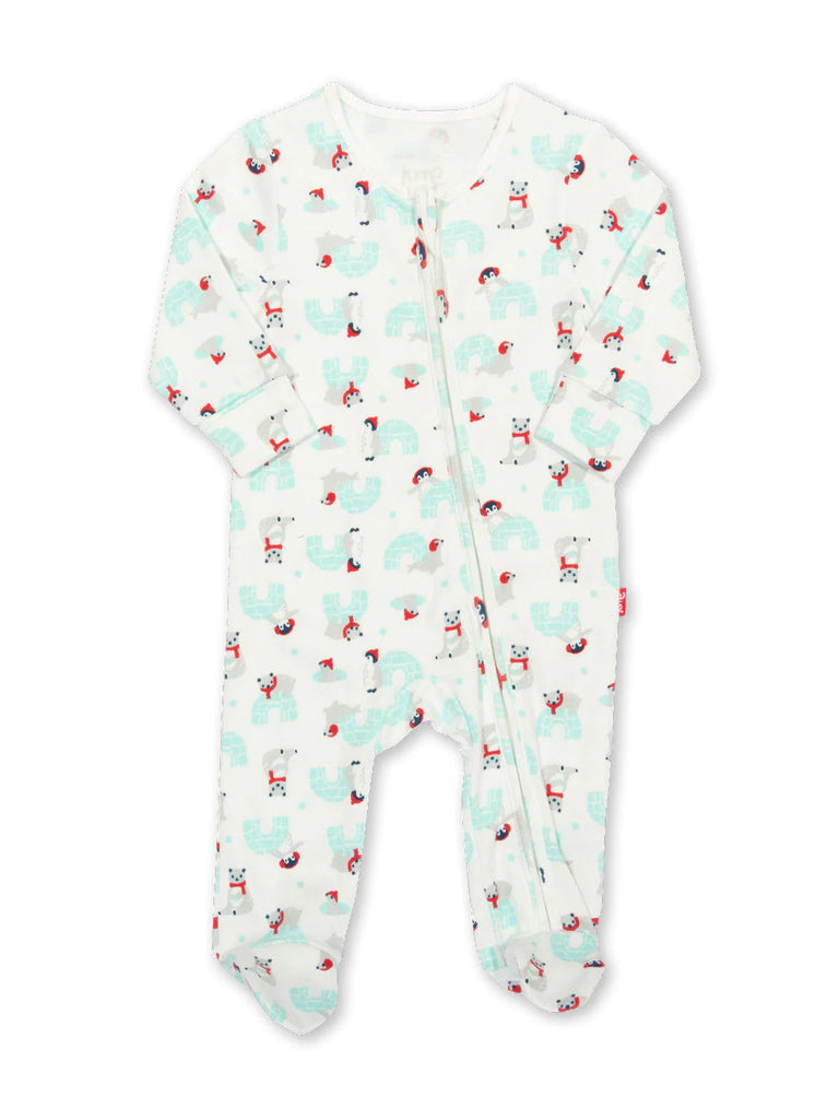 Kite- Snowy Homes Sleepsuit- Baby at the bank