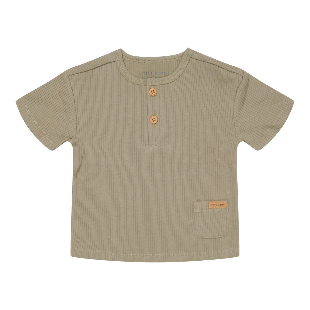 Little Dutch- Short Sleeve T-shirt Olive- Baby at the bank