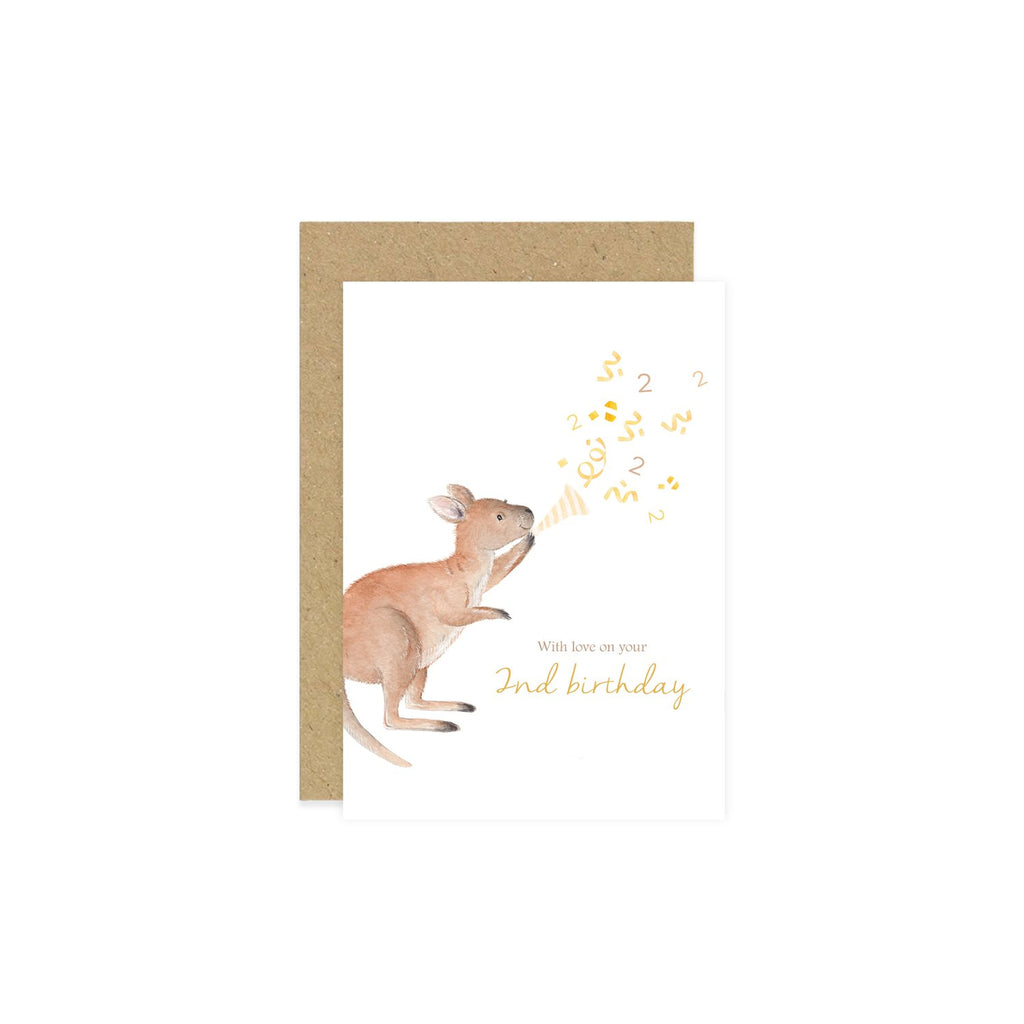 Little Roglets- 2nd Birthday Card Kangaroo- Baby at the bank