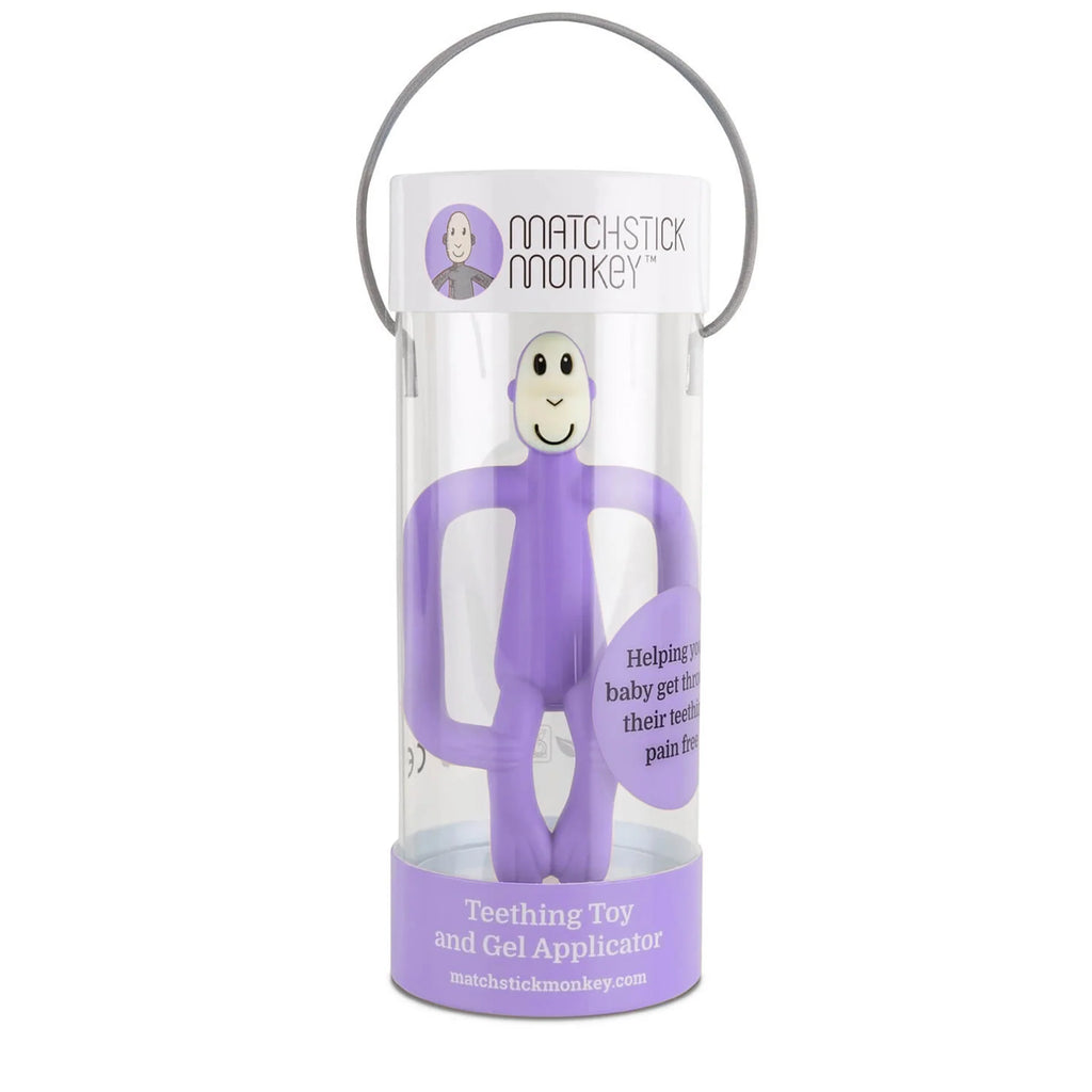Matchstick Monkey- Original Teething Toy Purple- Baby at the bank