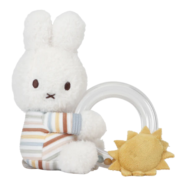 Little Dutch- Miffy Sunny Stripes Ring Rattle- Baby at the bank