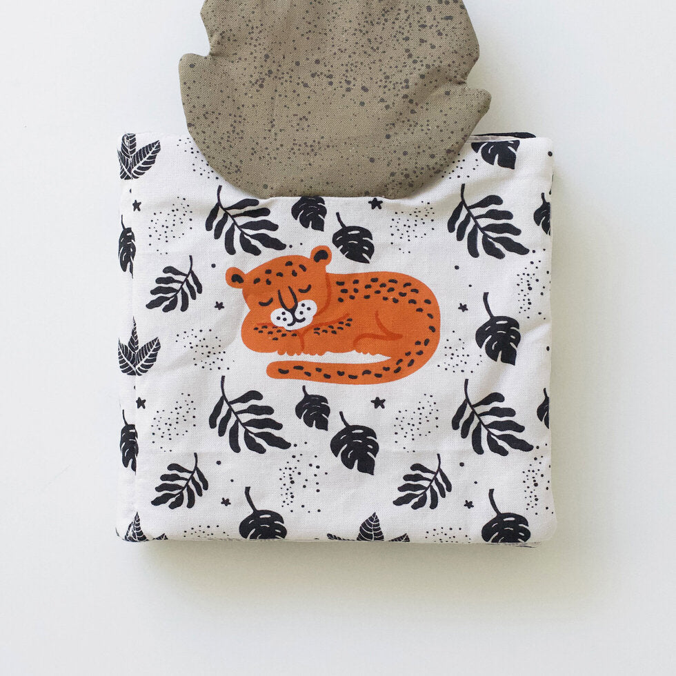 Wee Gallery- Peekaboo Jungle Soft Cloth Book Organic Cotton- Baby at the bank
