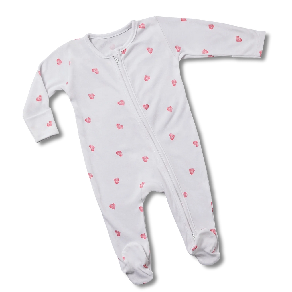 Rosa and Blue- Heart Sleepsuit- Baby at the bank