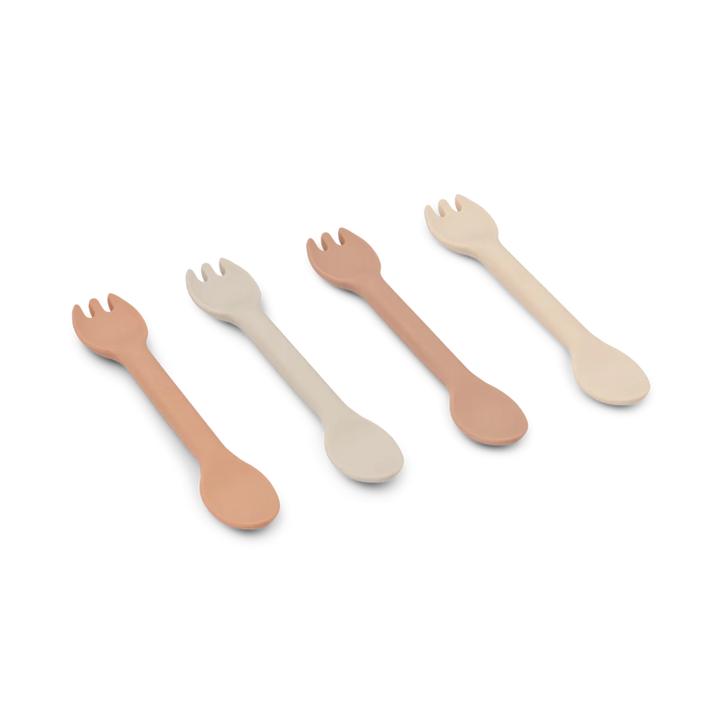 Liewood- Jan 2 in 1 Cutlery 4-Pack Rose Multi Mix- Baby at the bank
