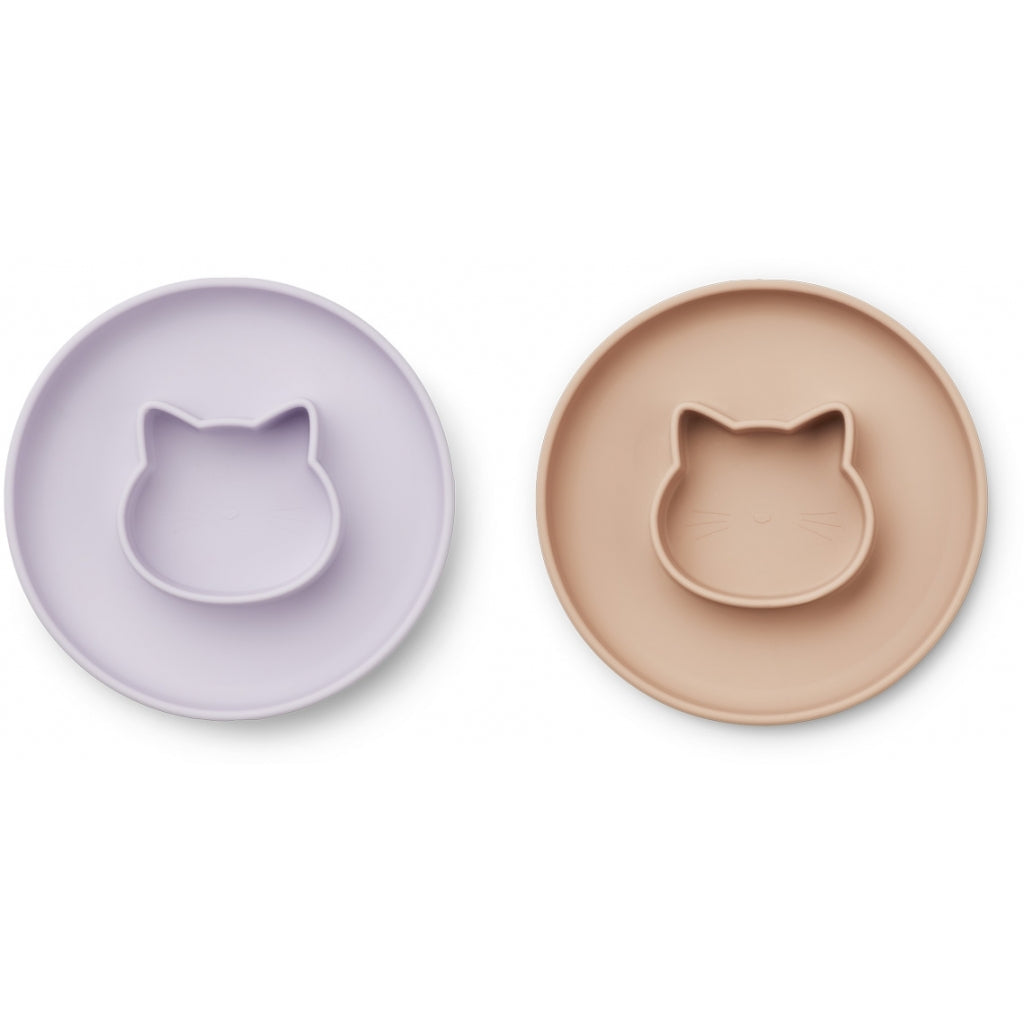 Liewood - Gordon Plate 2 Pack Cat Light Lavender Rose Mix- Baby at the bank