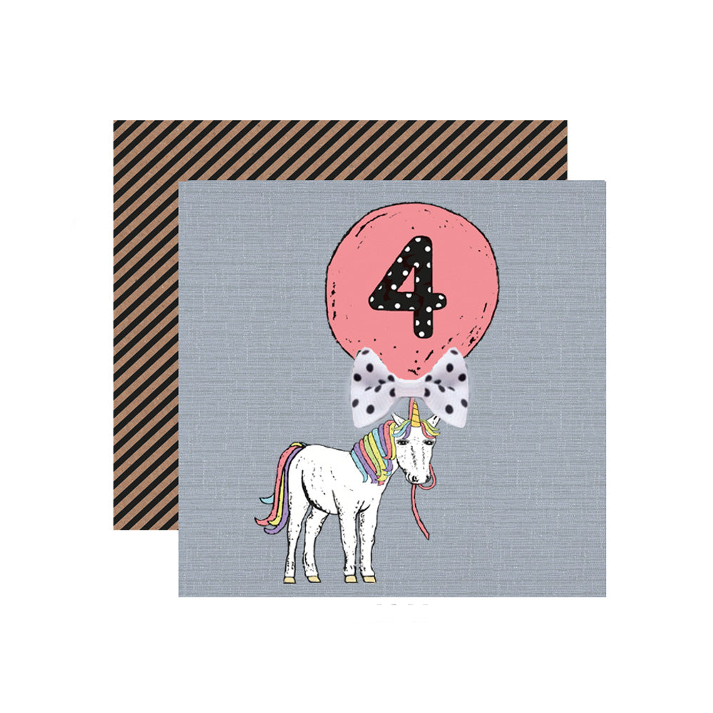 Apple & Clover- 4th Birthday Unicorn Card- Baby at the bank