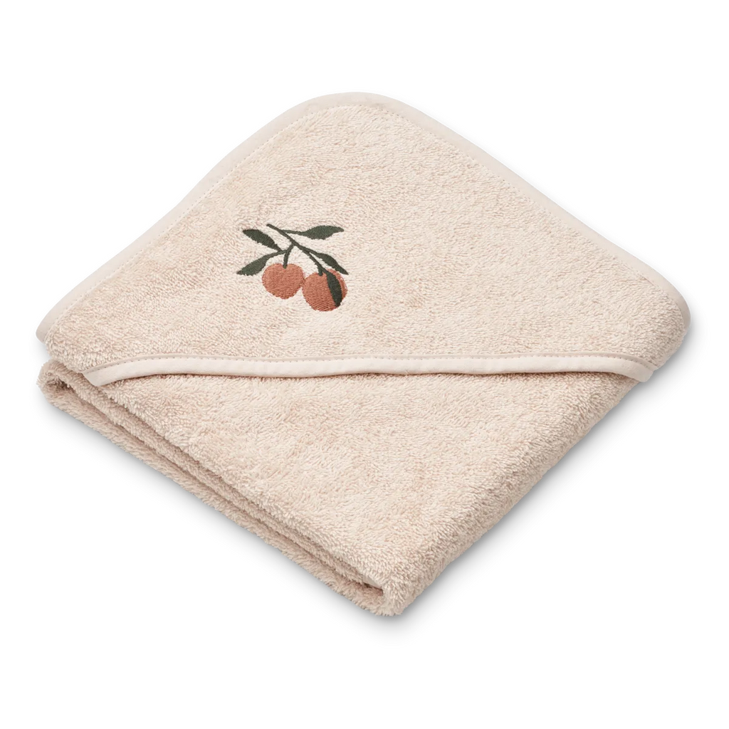 Liewood- Batu Baby Hooded Towel Peach/Sea Shell- Baby at the bank