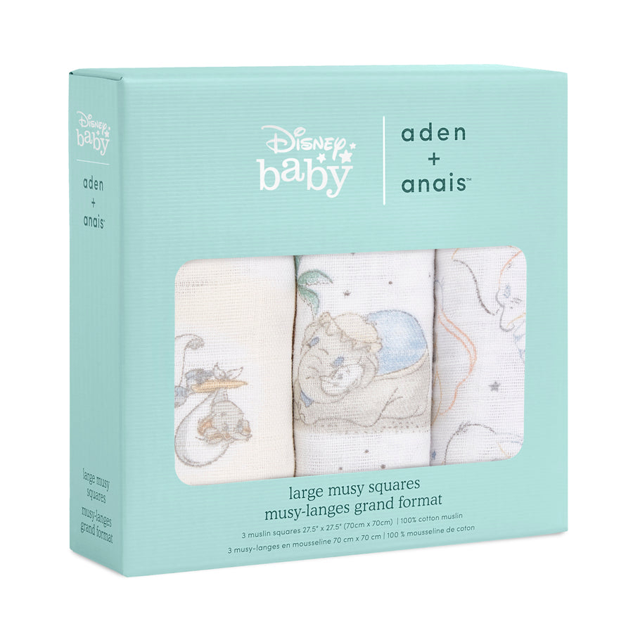 Aden and Anais - Dumbo Baby Muslin Square- Baby at the bank