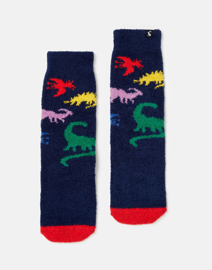 Joules - Navy Dino Fluffy Socks- Baby at the bank