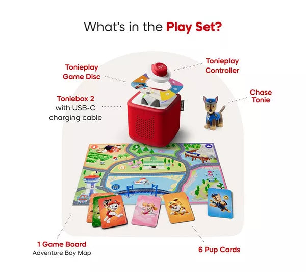 Tonies- Toniebox 2 Sunset Red Play Set Paw Patrol Chase UK- Baby at the bank