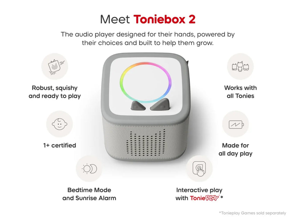 Tonies - Toniebox 2 Moon Grey Starter Set Creative Tonie Rubie UK- Baby at the bank
