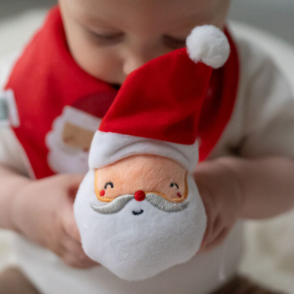 Ziggle- My First Christmas Santa Plush Baby Rattle- Baby at the bank
