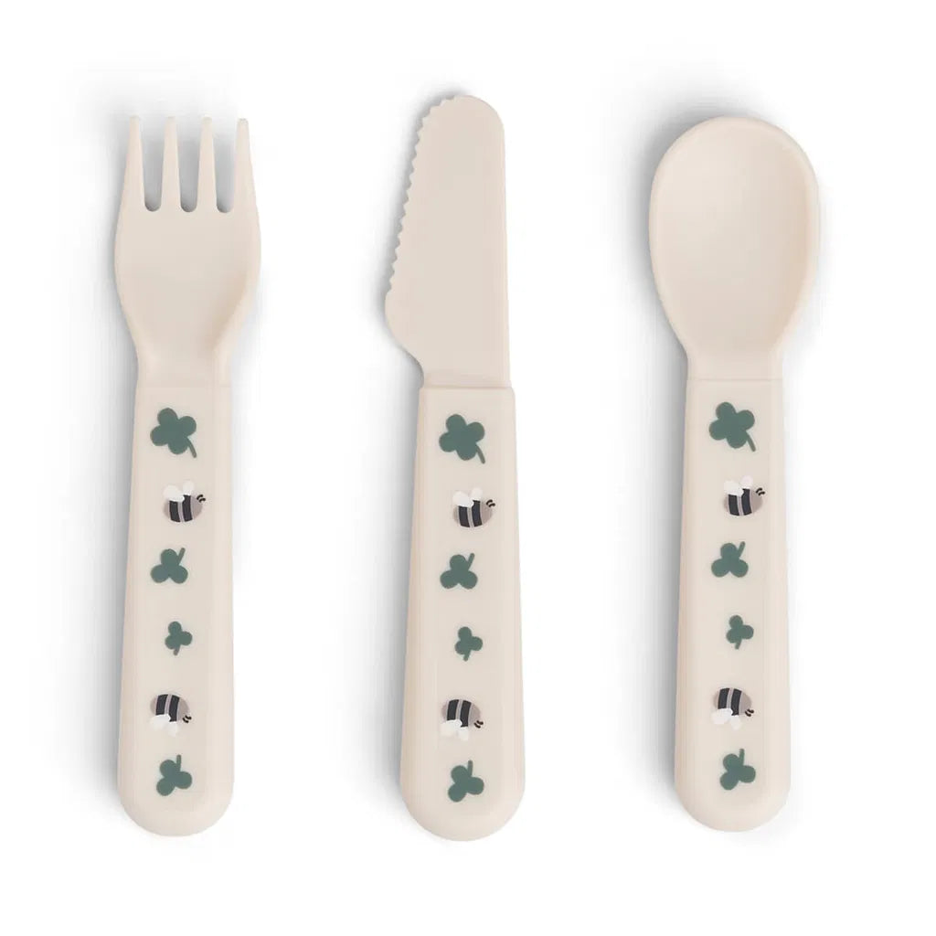 Done By Deer- Foodie Cutlery Set Tiny Farm Sand- Baby at the bank