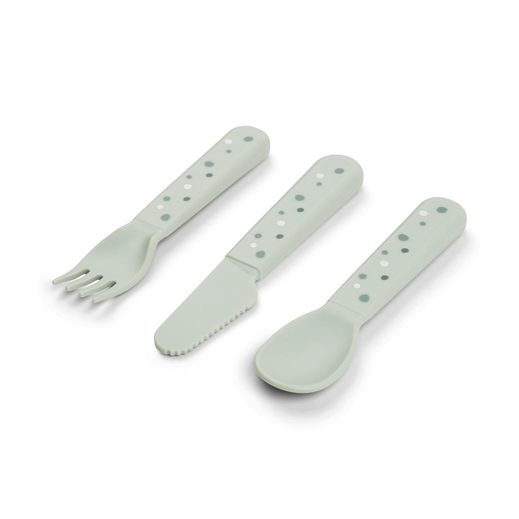 Done By Deer- Foodie Cutlery Set Happy Dots Green- Baby at the bank