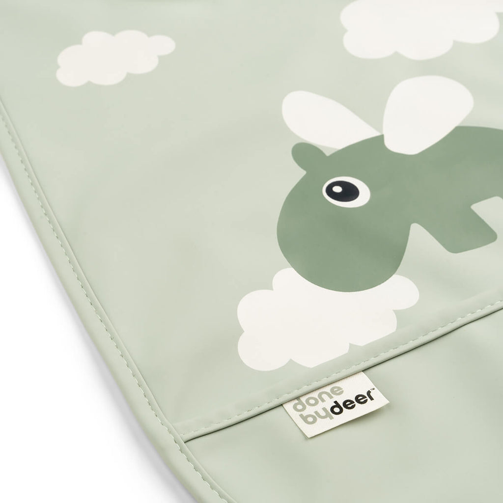 Done By Deer - Green Clouds Velcro Bib- Baby at the bank