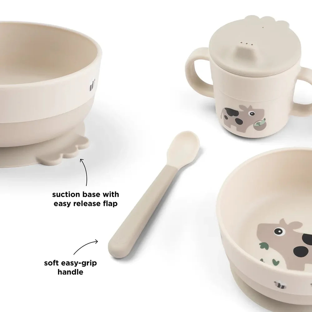 Done By Deer- Foodie First Meal Set Suction Tiny Farm Sand- Baby at the bank