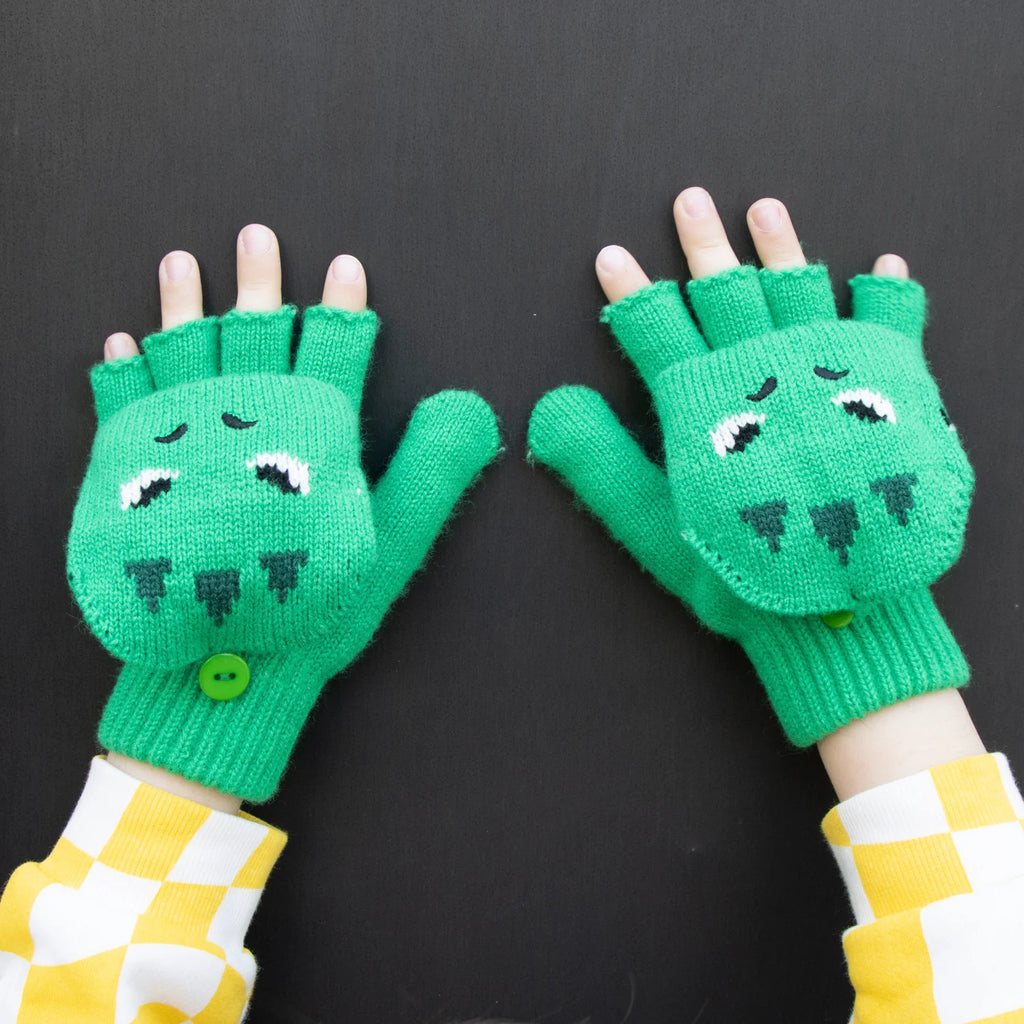 Rockahula- T Rex Knitted Gloves- Baby at the bank