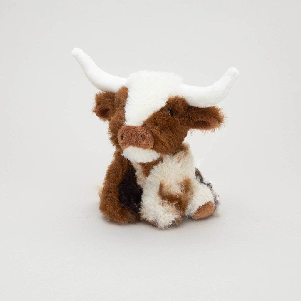 Jomanda- Texas Longhorn Highland Cow Cream/Brown Mini Soft Toy 11cm- Baby at the bank