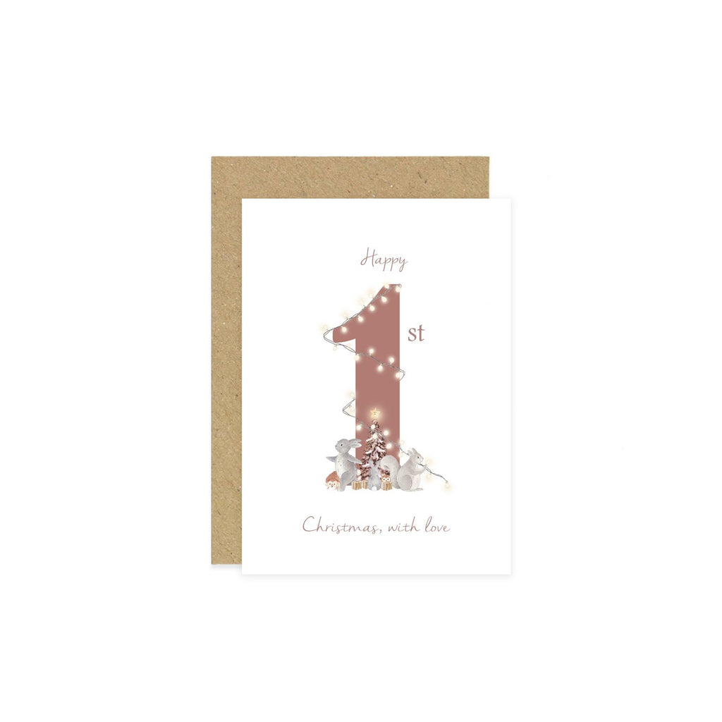 Little Roglets- Happy First Christmas Card- Baby at the bank