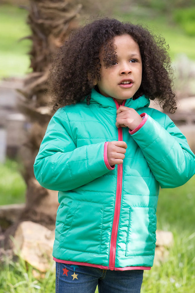 Frugi- Reversible Toasty Trail Jacket Wild Horses- Baby at the bank