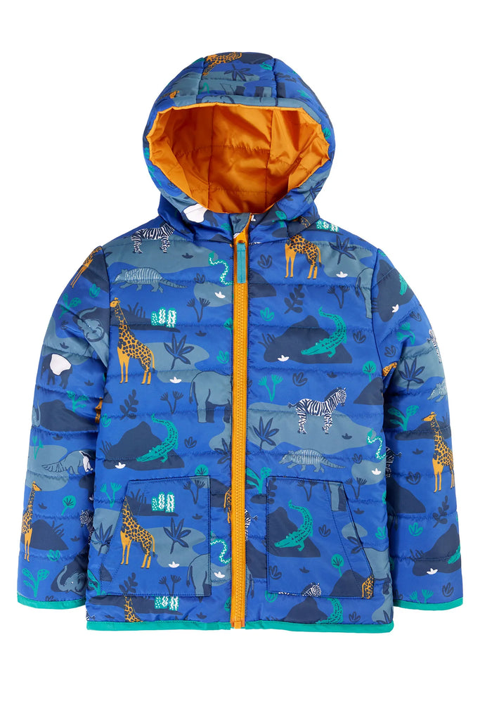 Frugi- Reversible Toasty Trail Jacket Safari Camo- Baby at the bank