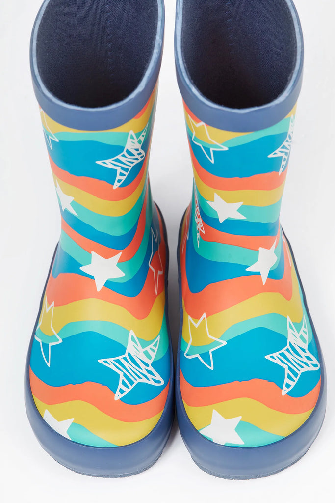 Frugi- Puddle Buster Wellington Boots Wavy Stars- Baby at the bank