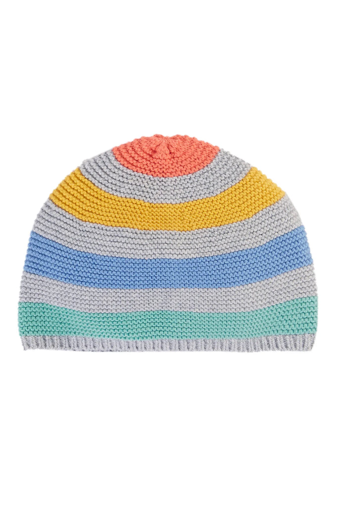 Frugi- Harlen Knitted Hat Grey Marl Stripe- baby at the bank