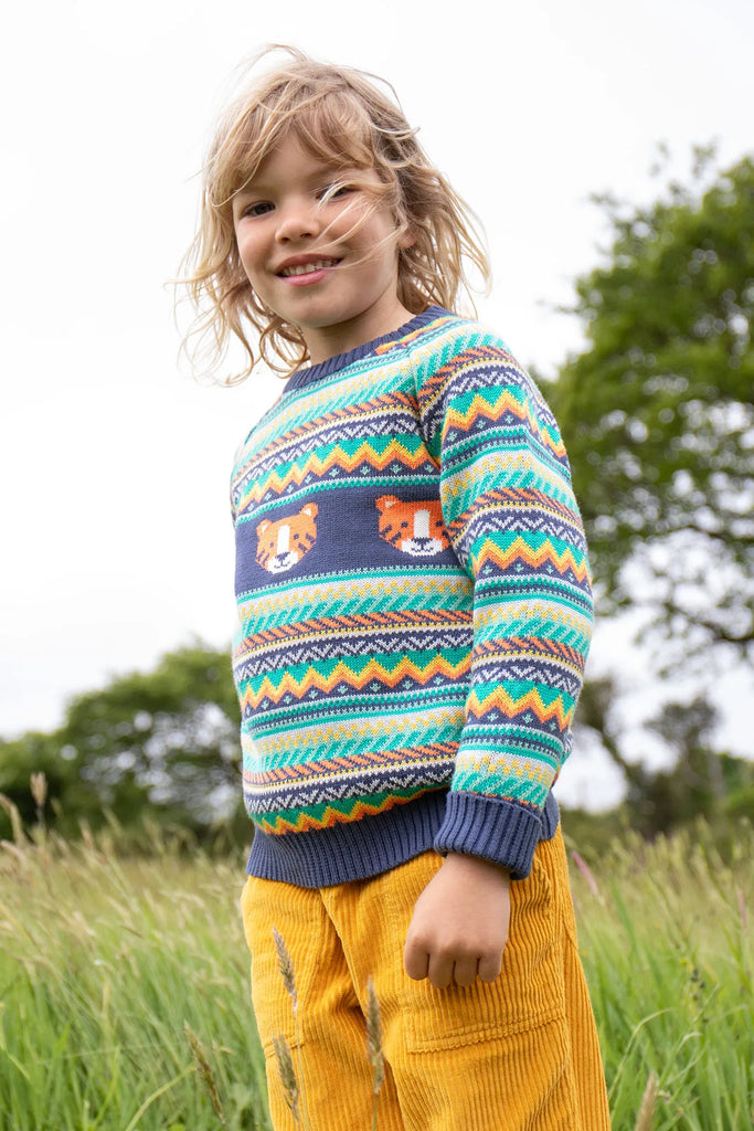 Frugi- Fowey Fairisle Jumper Tiger- Baby at the bank