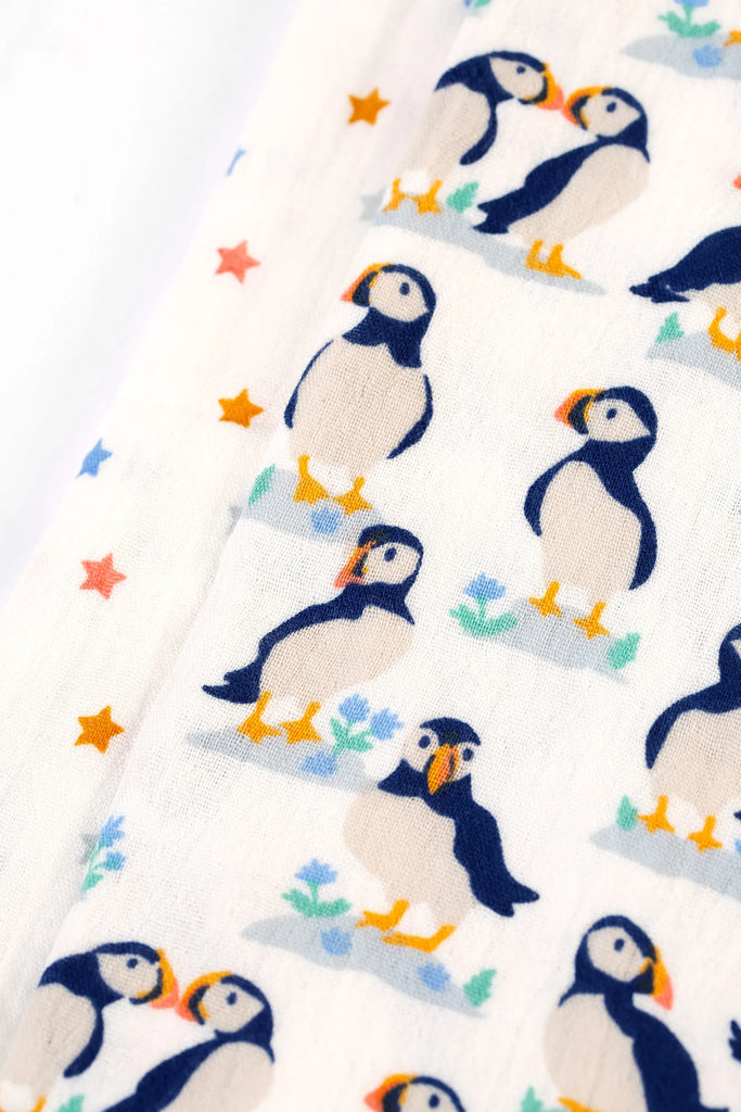 Frugi- Lovely 2 Pack Muslin Puffin Pals- baby at the bank