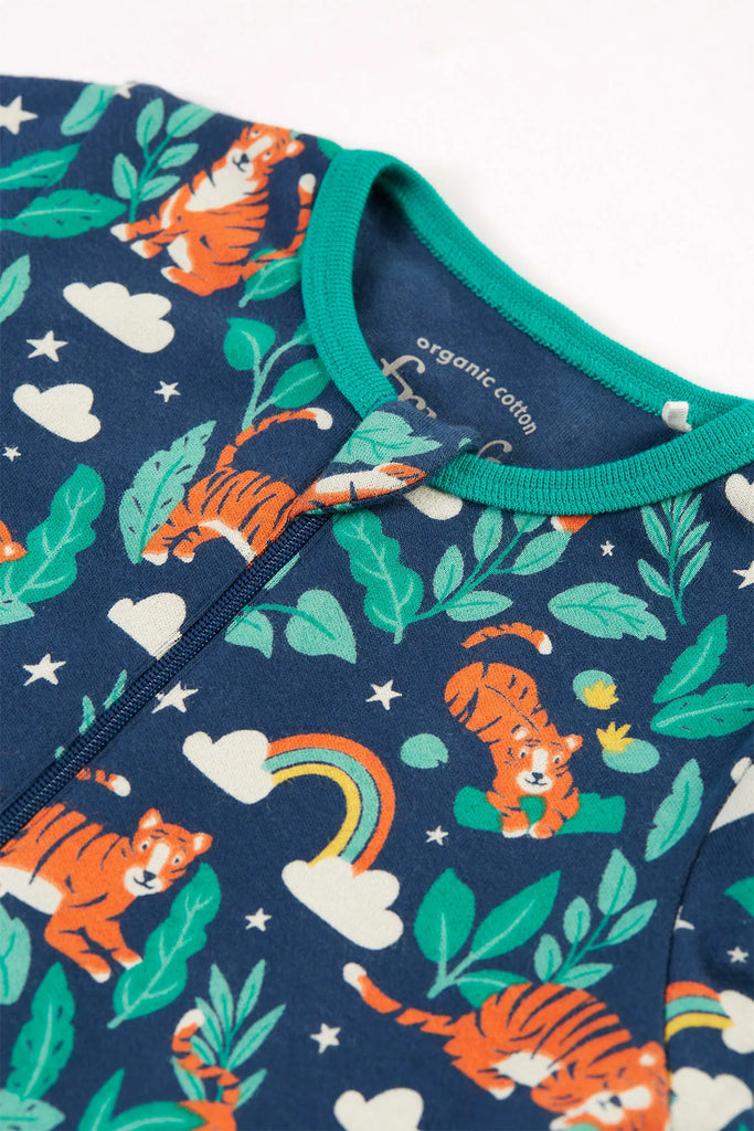 Frugi- Zelah Zip Up All In One Roarsome!- Baby at the bank