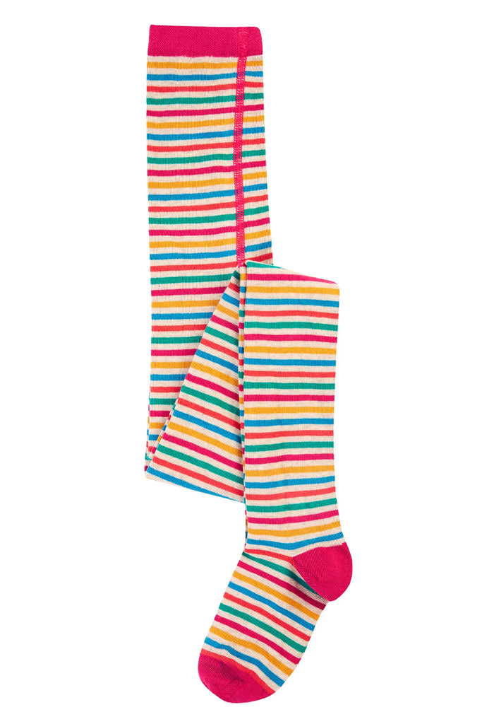 Frugi- Norah Tights Lingonberry Multi Stripe- Baby at the bank