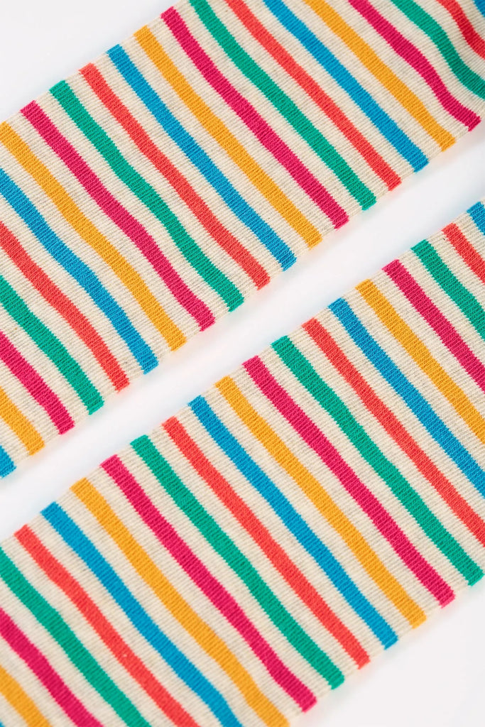 Frugi- Norah Tights Lingonberry Multi Stripe- Baby at the bank