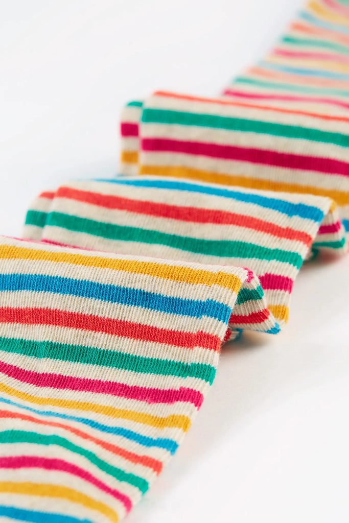 Frugi- Norah Tights Lingonberry Multi Stripe- Baby at the bank