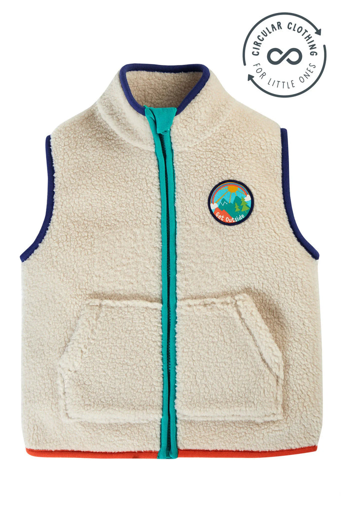 Frugi- Bude Borg Gilet- Baby at the bank