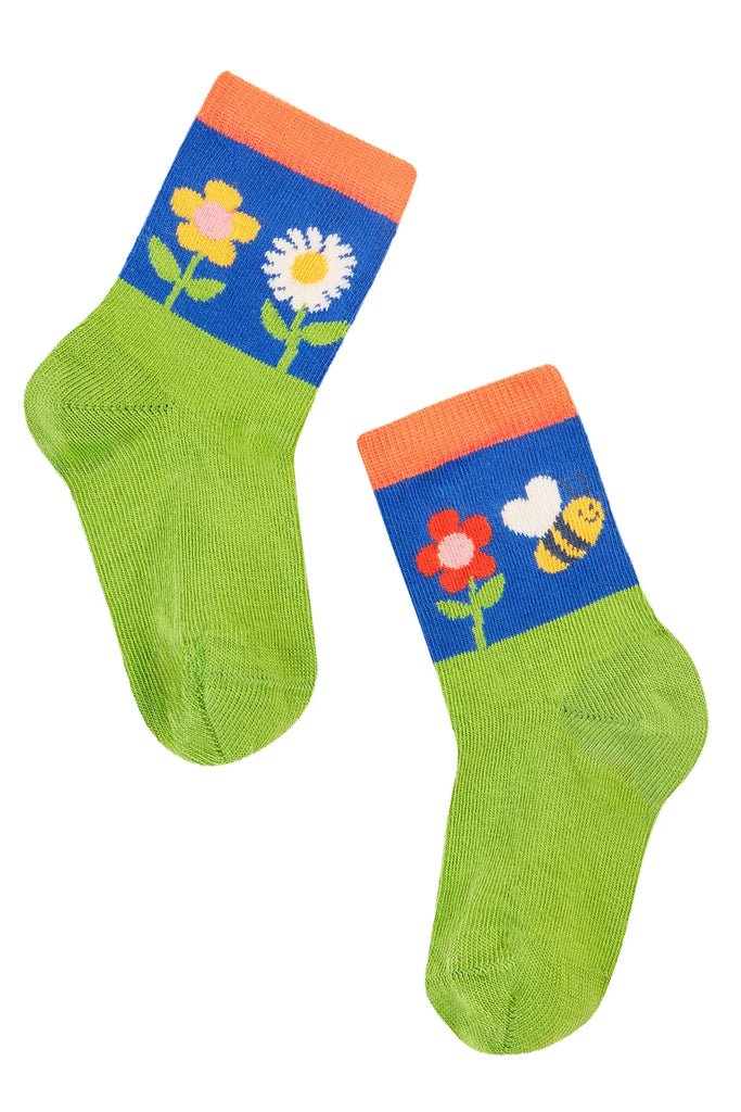 Frugi- Little Socks 3 Pack Retro Happy- Baby at the bank