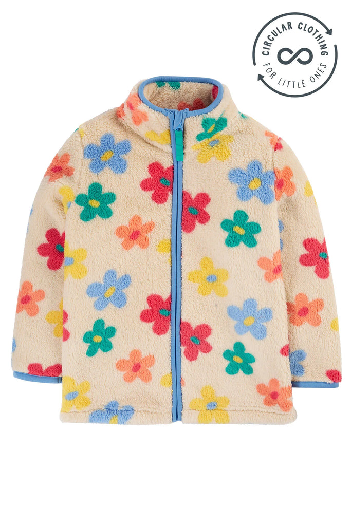 Frugi- Zipped Fleece Jacket Flower Pop- Baby at the bank