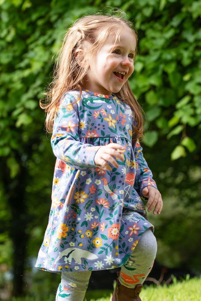 Frugi- Dee Dress Rain forest Friends- Baby at the bank