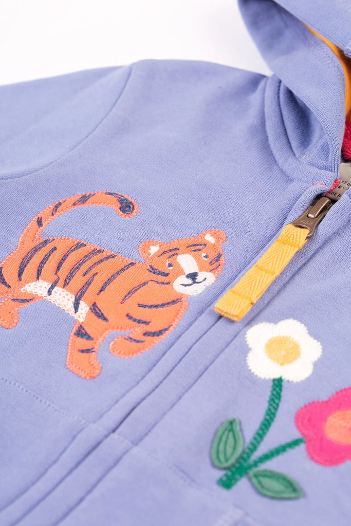 Frugi- Cabris Hoodie Grape/Tiger- Baby at the bank