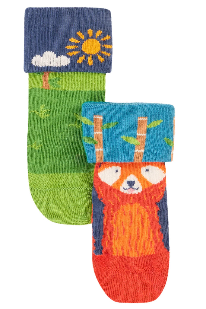 Frugi- Fun Fold Over Socks Red Panda Multipack- Baby at the bank