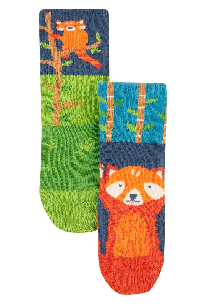 Frugi- Fun Fold Over Socks Red Panda Multipack- Baby at the bank