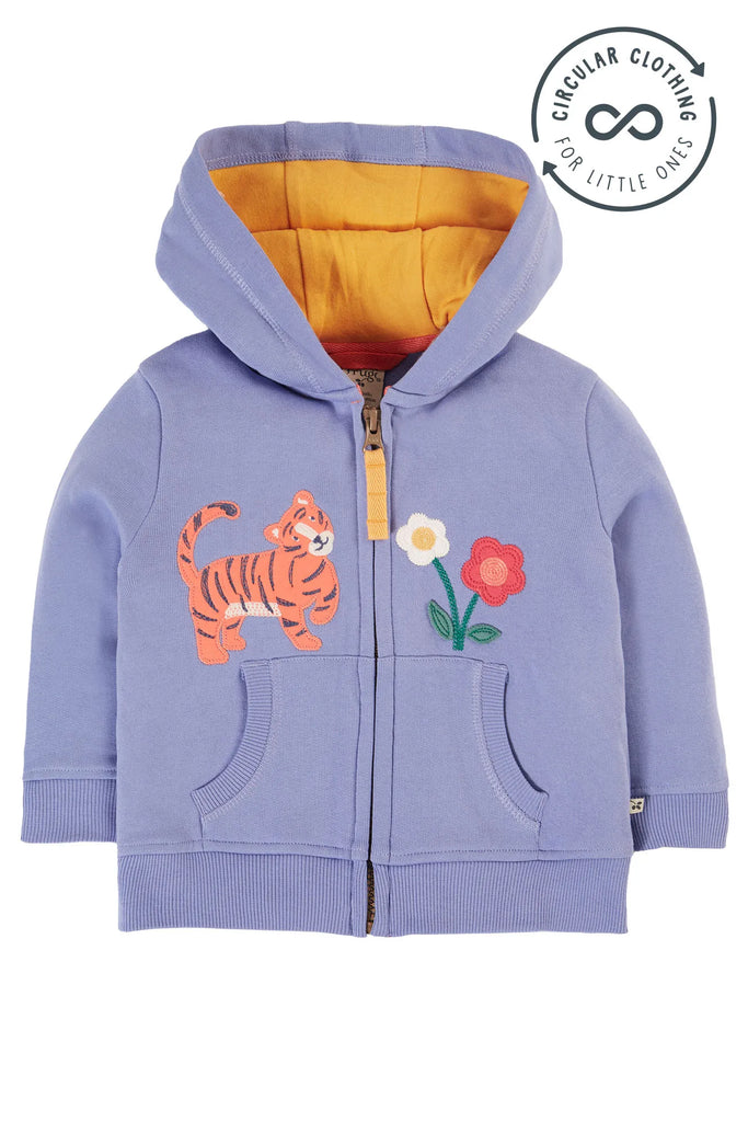 Frugi- Cabris Hoodie Grape/Tiger- Baby at the bank