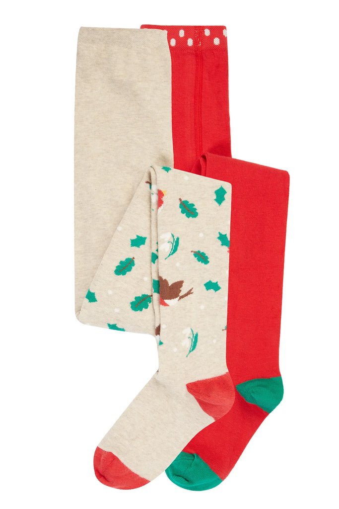 Frugi-  Norah 2pk Robin Tights- Baby at the bank