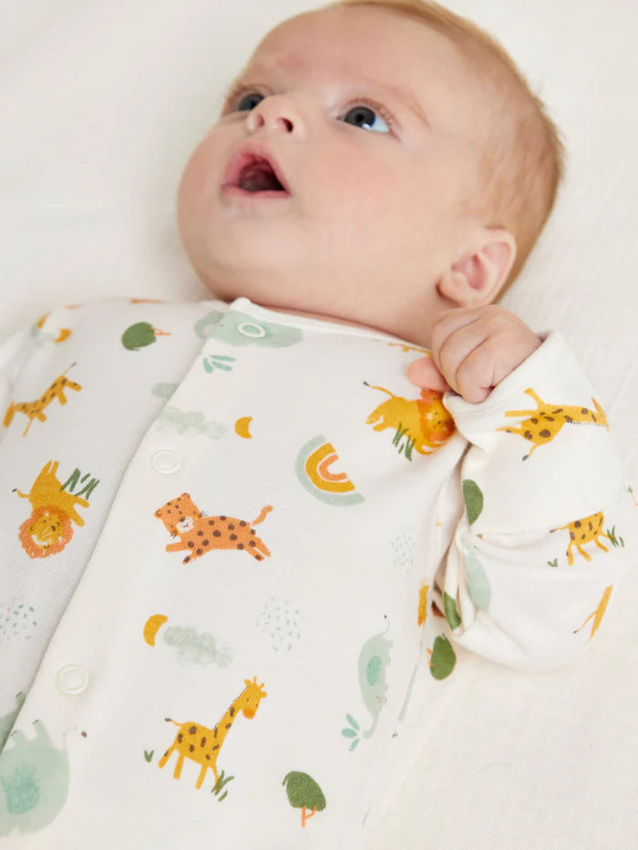 Minicuddles- Baby Unisex 2pk Animal Printed Sleepsuits Multicolour- Baby at the bank