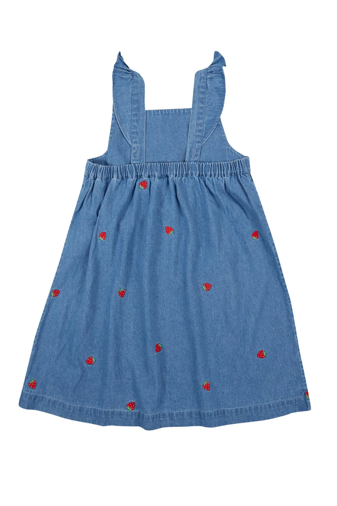 Frugi- Willa Dress Denim/Strawberry- Baby at the bank