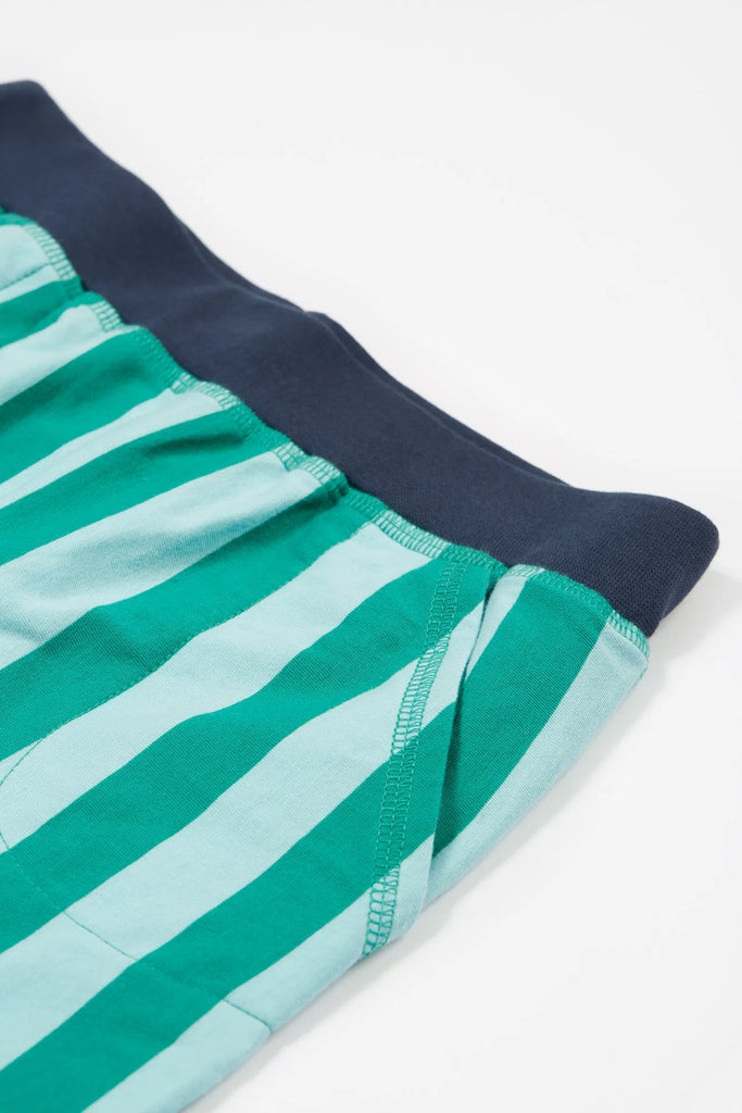 Frugi- Stithian Shorts Bluebird Iguana Stripe- Baby at the bank