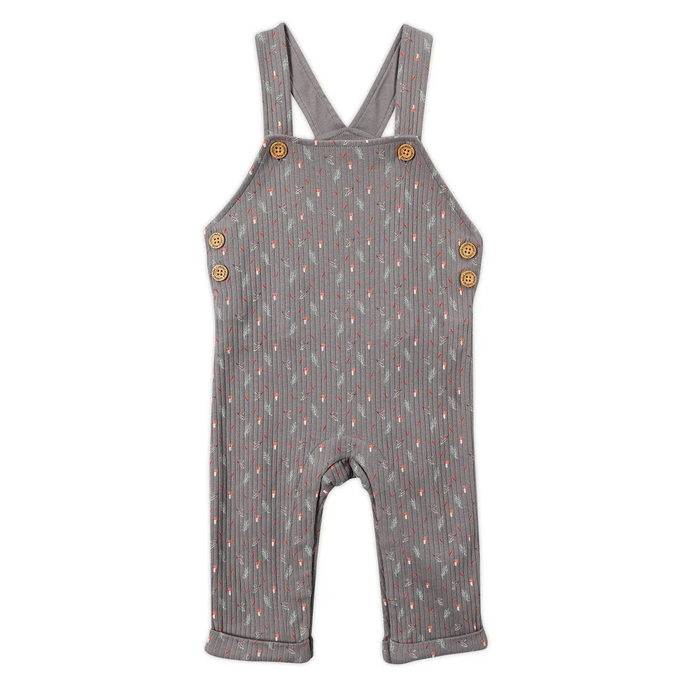 Minicuddles- Baby Unisex Sprig Printed Dungaree 3pc Set, Multicolour- baby at the bank