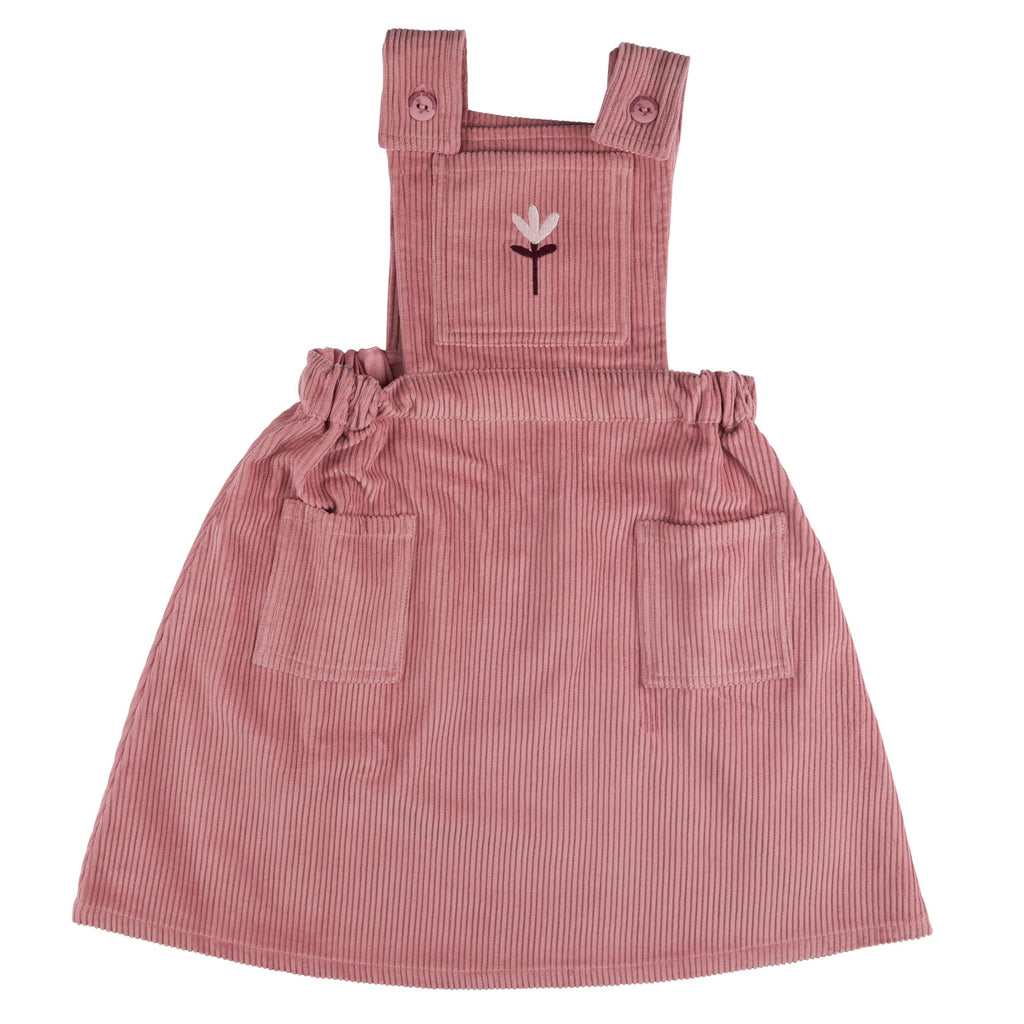 Pigeon Organics- Pinafore Dress-Pink- Baby at the bank